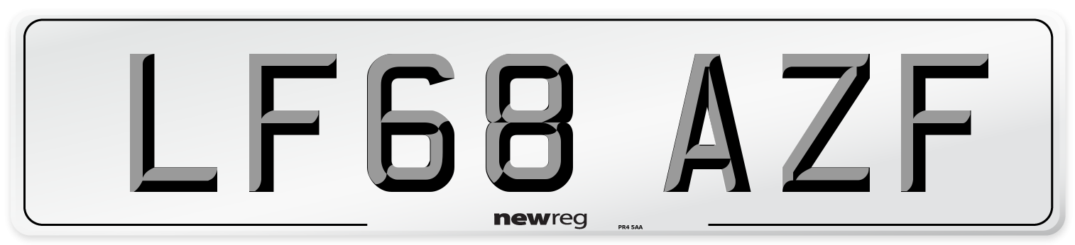 LF68 AZF Number Plate from New Reg